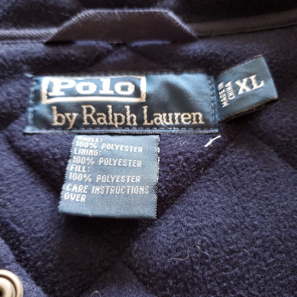 Polo Ralph Lauren Mens XL Quilted Hunting Shooting Jacket Navy Snap - Picture 3 of 8